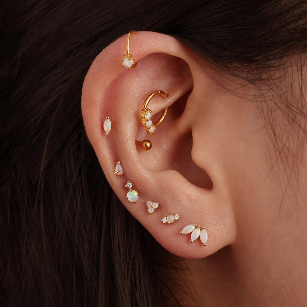piercing met zirkonia en opaal zilver vrouw Tragus