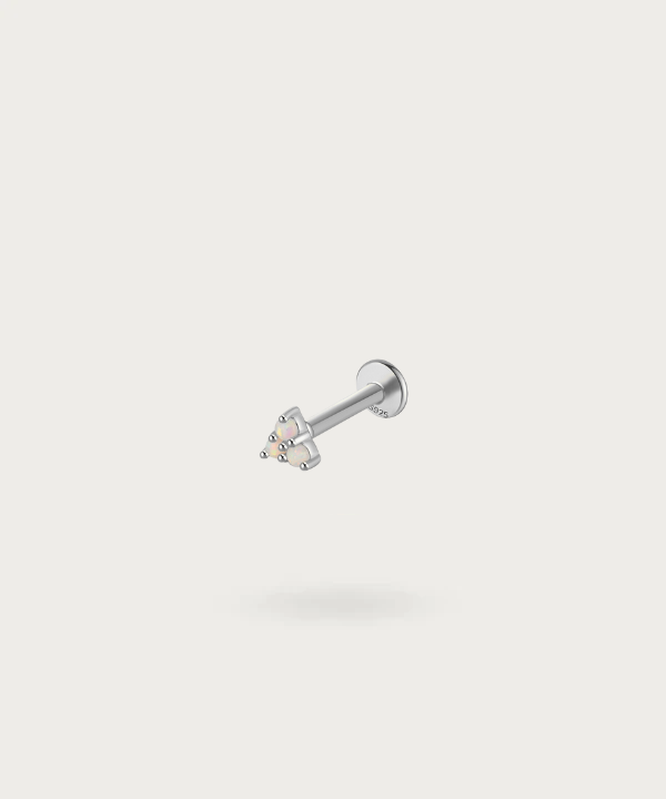 zilver met opaal oor piercing Conch
