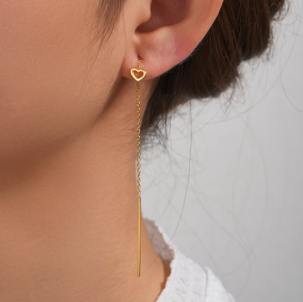 Jessica Lange Hart Oorbellen met Ketting en Zirkonia's