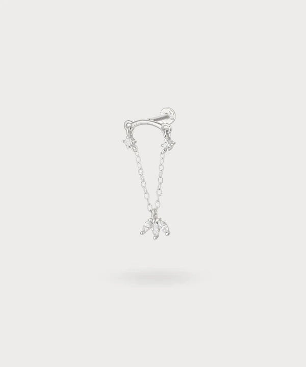 Dynamische schittering van de Miren helix piercing, een verfijning die met je mee beweegt