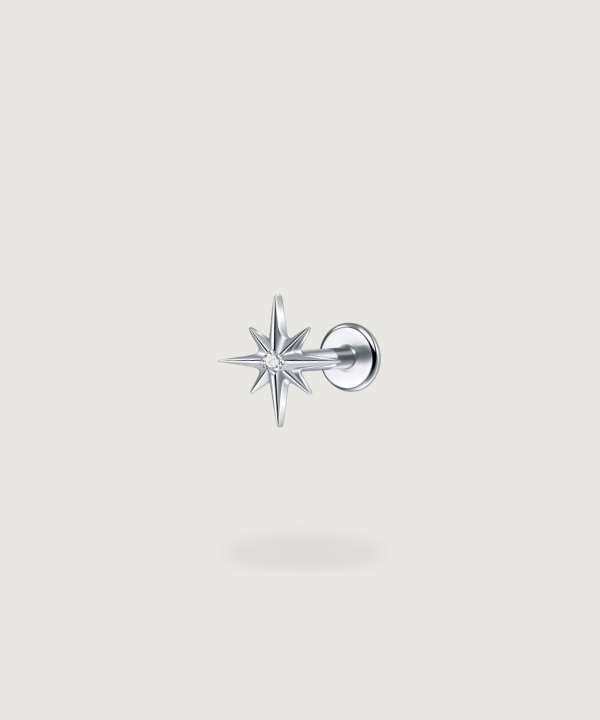 Piercing oor zon in verzilverd titanium