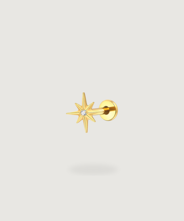 Piercing oor zon in verguld titanium