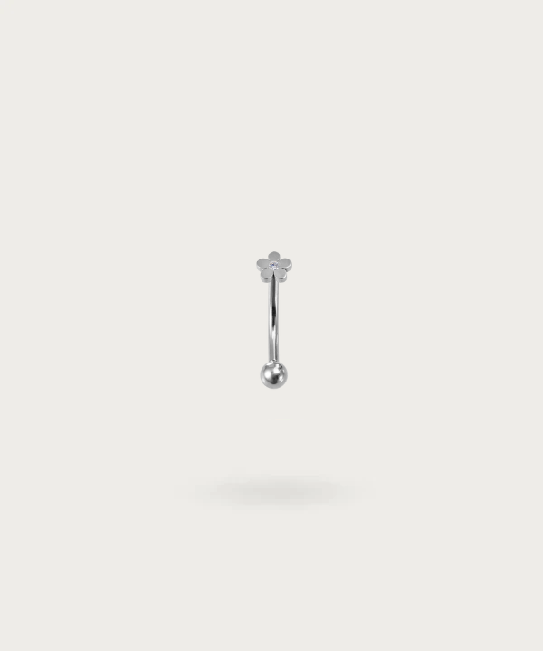 Rook Bloem Piercing in zilveren