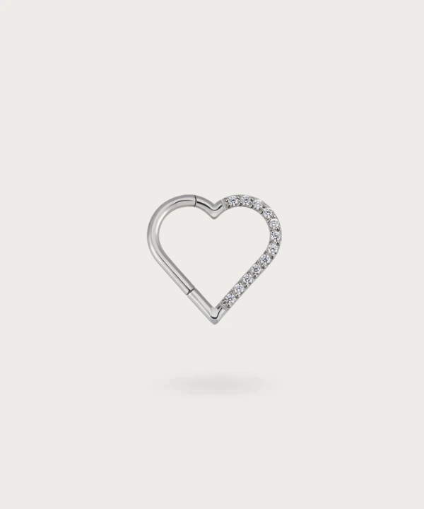 Hart Piercing zilver Titanium Zirconia links