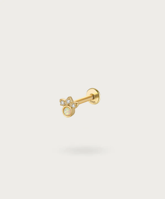 opalen oorpiercing in goud met zirkonia Forward Helix