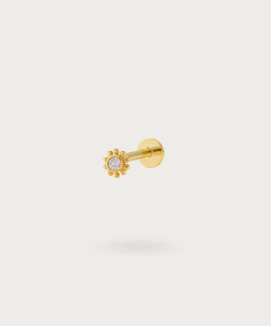 Afbeelding van de Elegante Forward helix piercing, vooraanzicht in goud