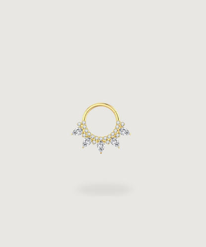 Gouden Daith piercing ring Titanium met diamant gezet