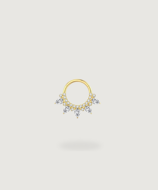 Gouden Daith piercing ring Titanium met diamant gezet
