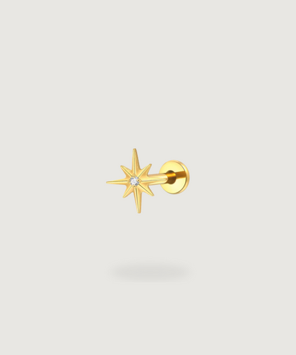 Piercing oor zon in verguld titanium