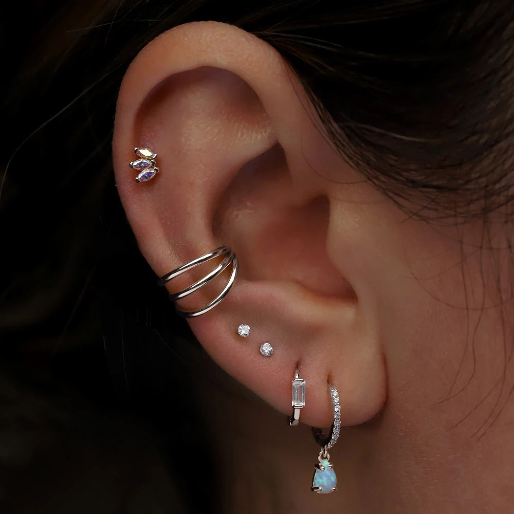 zilveren piercing met drie ringen voor vrouw