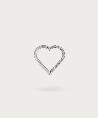 Hart Piercing zilver Titanium Zirconia links