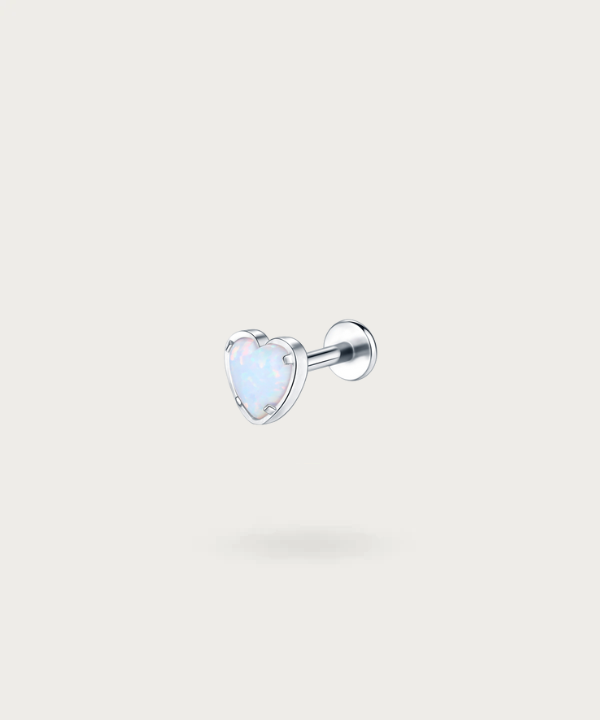 Piercing Hart Titanium Opaal met zilver