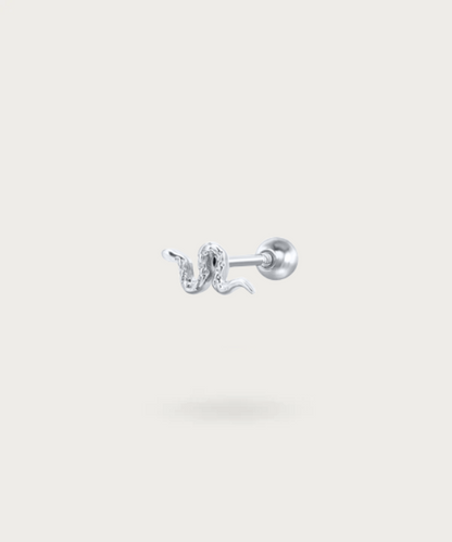 Slang Oorbel Piercing in zilver